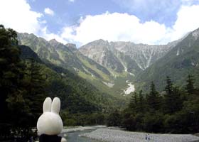 河童橋付近より穂高連峰